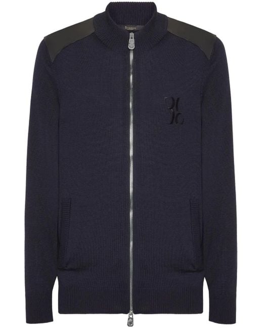 Billionaire Blue Logo-Embroidered Track Jacket for men