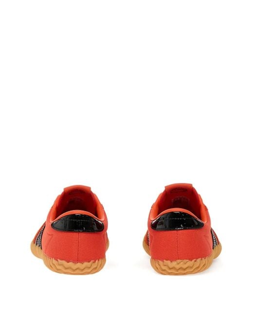 Adidas Red Volley Plimsole Three-Stripe Sneakers