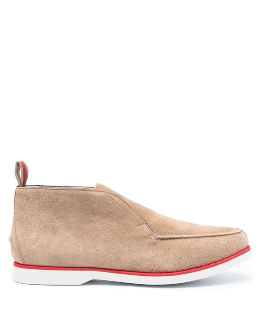 Kiton Pink Stripe-detail Suede Loafers for men