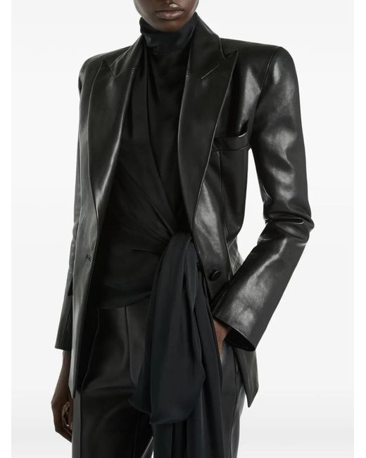 Balmain Black Structured-Shoulder Lambskin Jacket