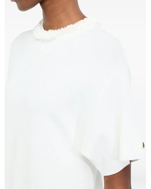 Liu Jo White Sequin-Embellished Crew-Neck Mini Day Dress