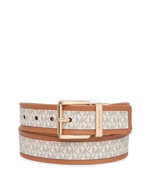MICHAEL Michael Kors Natural Logo-Monogram Reversible Belt
