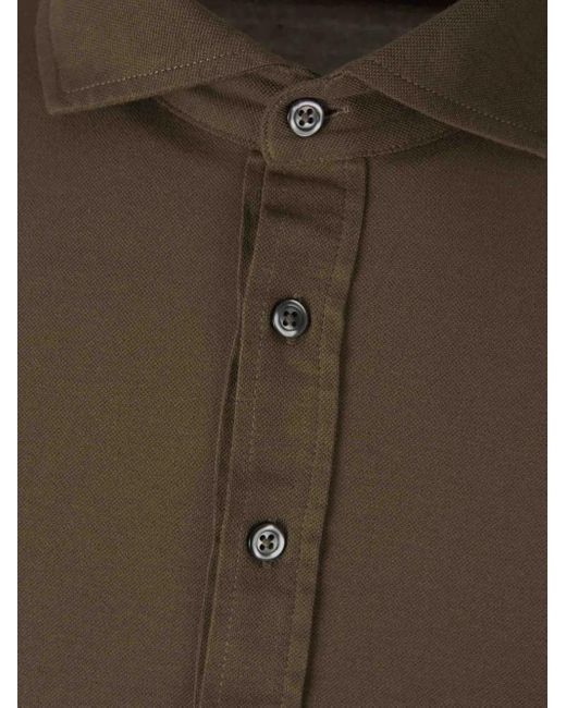 Gran Sasso Brown Long-Sleeve Cotton Polo Shirt for men