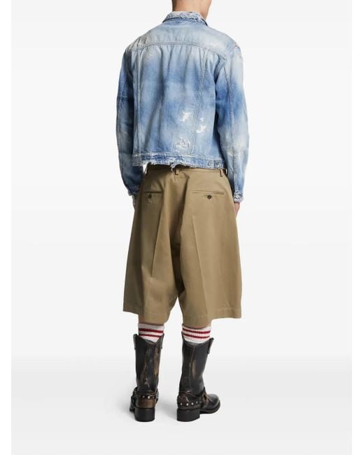 DSquared² Natural Chic Pleated Cotton Shorts for men