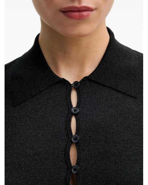 Sisley Black Button-Up Collared Cardigan