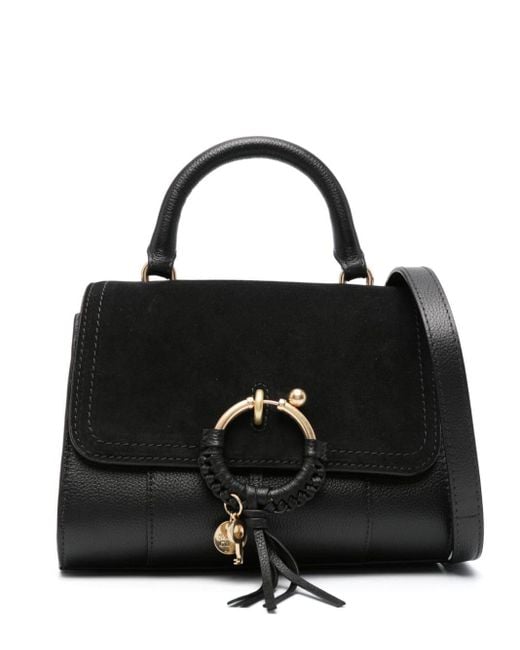 See By Chloé Black Logo-charm Leather Bag