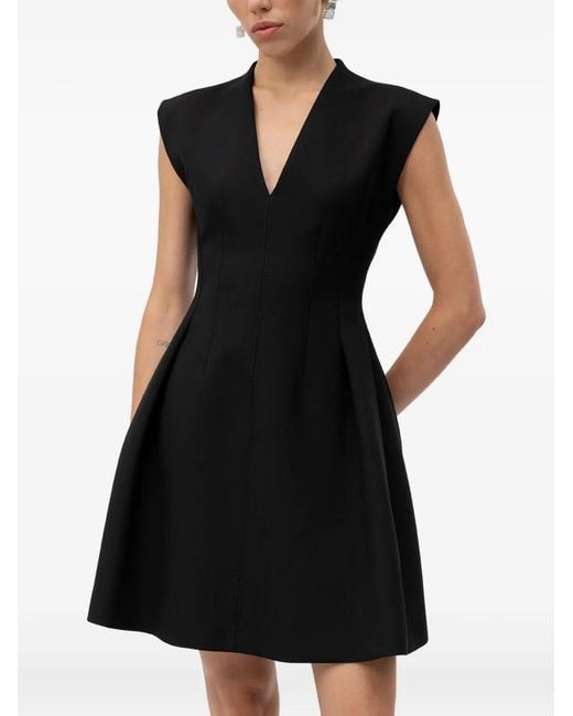 HUGO Black Kaytra Cap-Sleeve Dress With Pleat Details