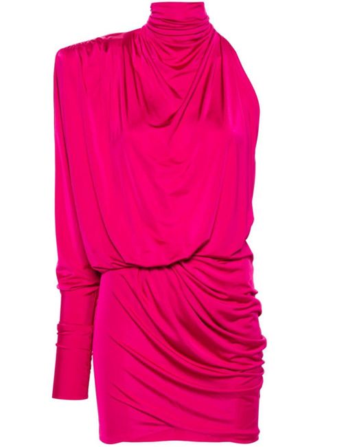 Vestido fruncido de una sola manga Alexandre Vauthier de color Pink