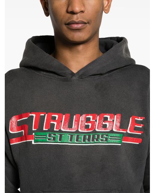 SAINT Mxxxxxx Black Struggle Tears Cotton Hoodie for men