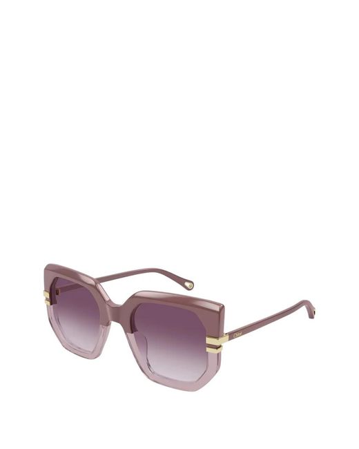 Chloé Purple Geometric Frame Sunglasses
