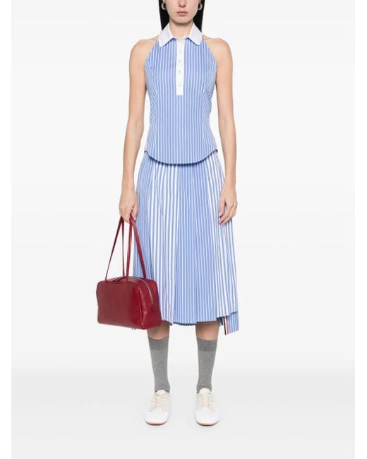 Thom Browne Blue Pinstriped Halter Top