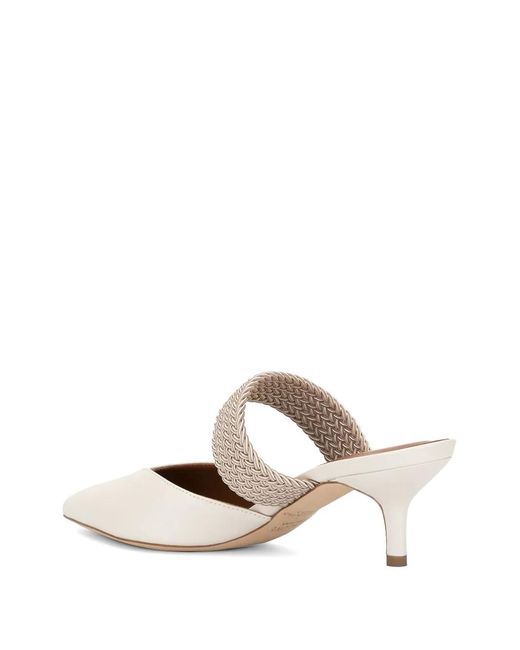 Malone Souliers White Maisie Woven-Strap Leather Mules