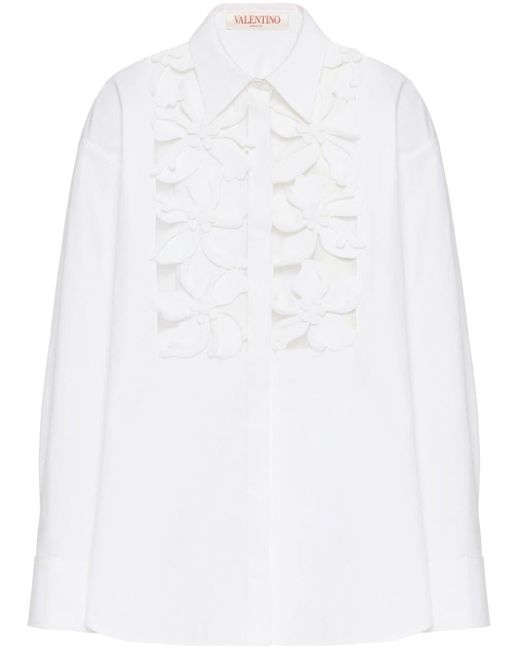Camisa con detalle floral Valentino Garavani de color White