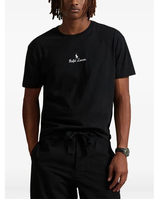 Polo Ralph Lauren Black Logo-Embroidered T-Shirt for men