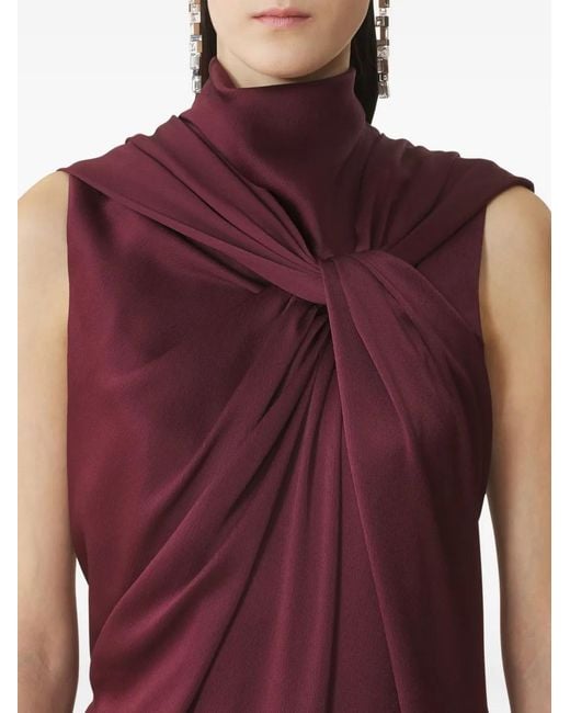 Lanvin Purple High-Neck Twisted Jumpsuit