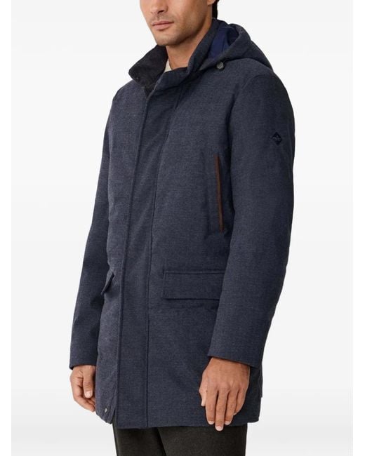 Hackett Blue Herringbone Hooded Parka for men