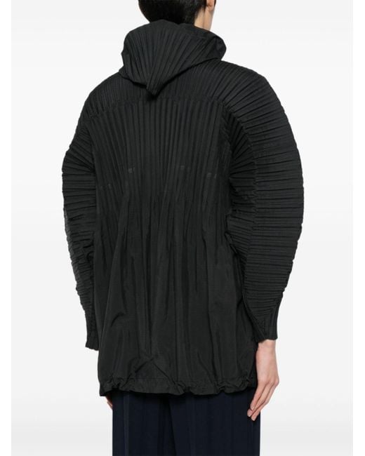 Homme Plissé Issey Miyake Black Cascade Pleated Hooded Jacket for men