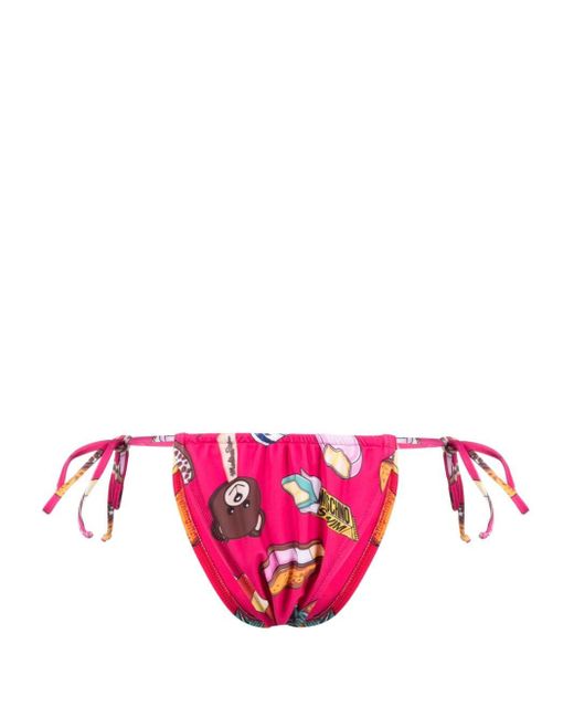 maniac zwaan broeden Moschino Graphic Print Side Tie Bikini Bottoms in Pink | Lyst