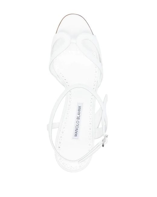 Manolo Blahnik White 100Mm Elfajrsan Sandals