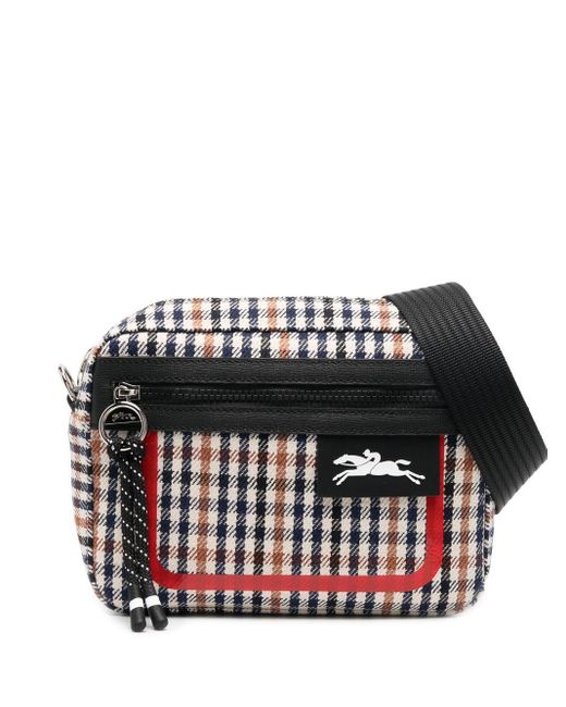 Longchamp Cotton Checkpattern Cross Body Bag in Natural Lyst Australia