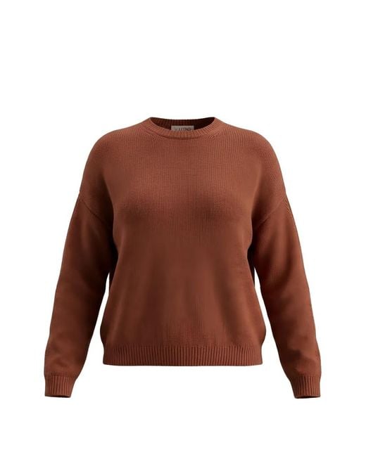 Valentino Garavani Brown Open-Knit Crew-Neck Sweater for men