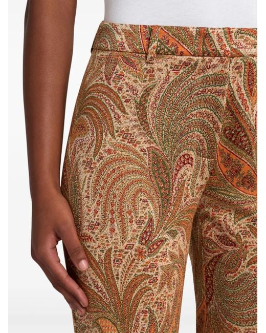 Etro Brown Paisley-Jacquard Trousers