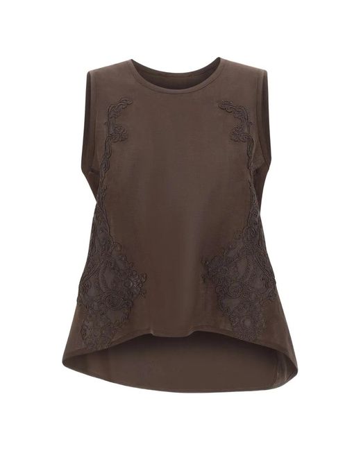 Maurizio Mykonos Brown Embroidered Blouse