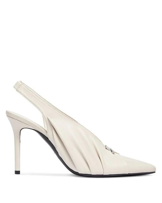 Courreges White Draped Faux Leather Pumps