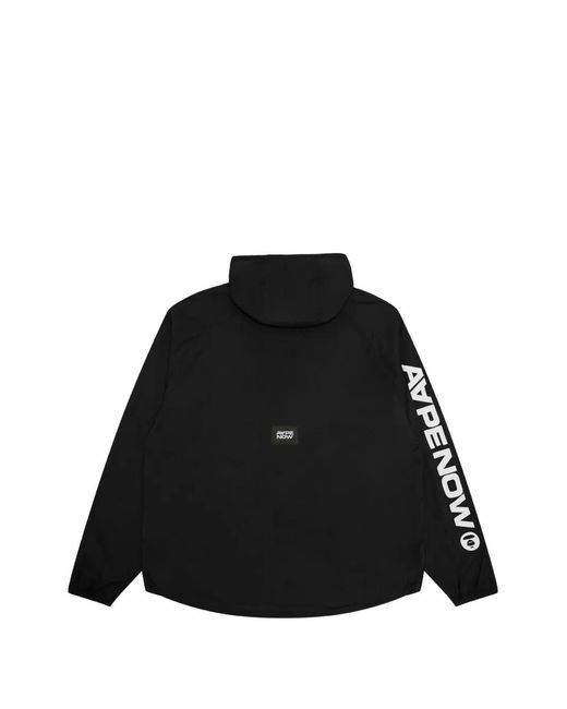 Aape By A Bathing Ape Black Moonface Logo-Patch Windbreaker Jacket for men