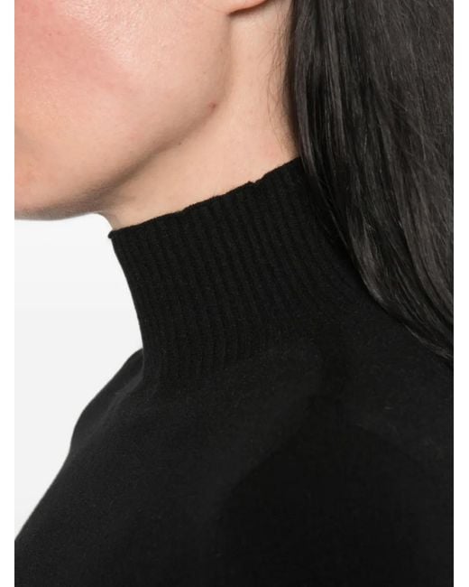 ERMANNO FIRENZE Black Ribbed-Knit Mock-Neck Sweater