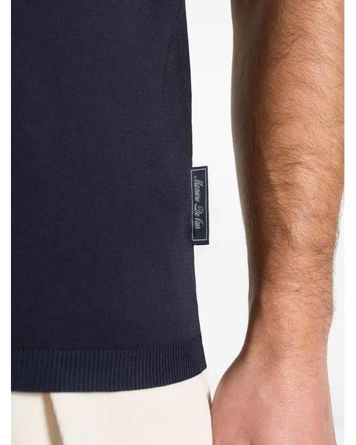 Manière De Voir Blue Pl001 Luxe Knitted Polo Shirt for men