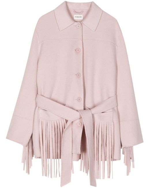 P.A.R.O.S.H. Pink Fringed Belted Jacket