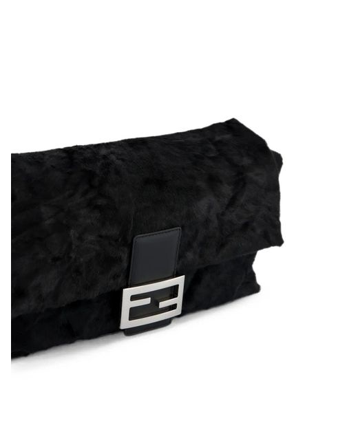 Fendi Black Medium Baguette Calf Hair Shoulder Bag