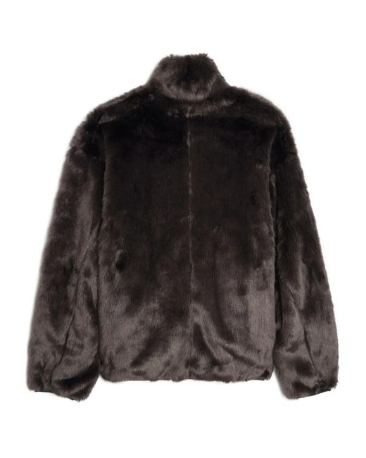 Song For The Mute Black Faux Fur Track Jacket for men