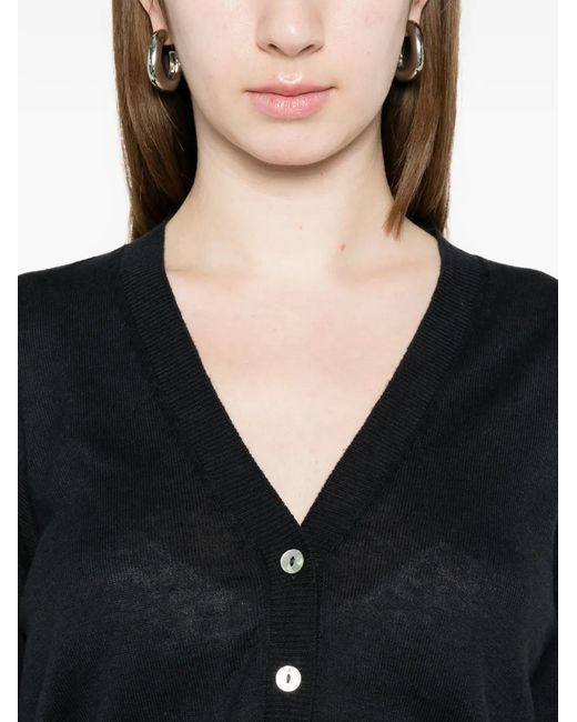 Be You Black V-Neck Buttoned Cardigan