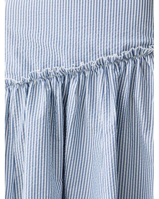 Benetton Blue Striped Asymmetrical-Waist Ruffled Maxi Skirt