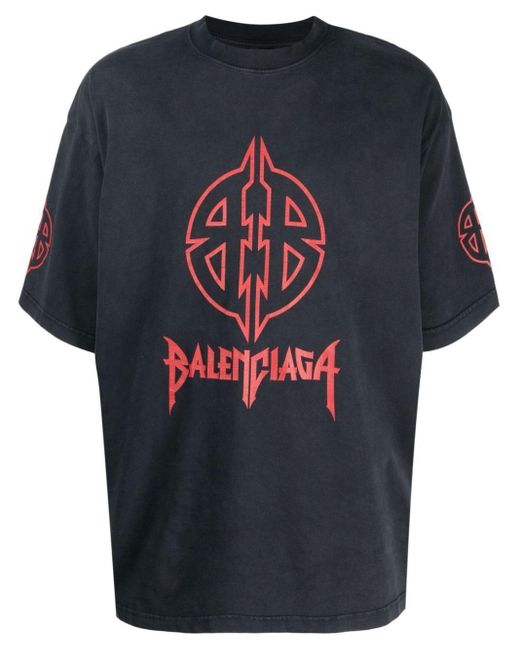 Balenciaga Black Logo-print Cotton T-shirt for men