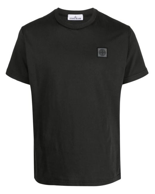 Stone Island Black Compass-Patch Cotton T-Shirt for men