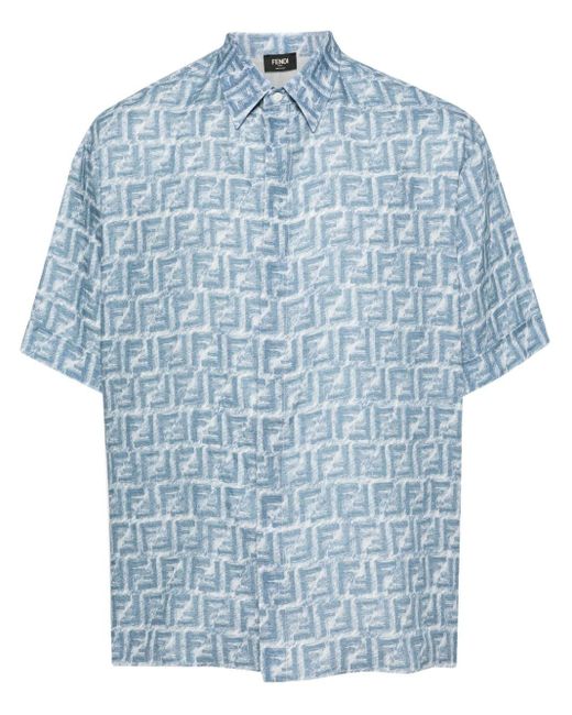 Fendi Overhemd Met Ff Patroon in het Blauw voor heren Lyst NL