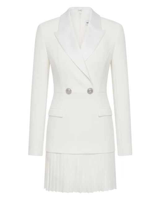 Rebecca Vallance White Pleated Double-Breasted Dress