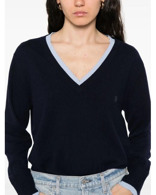 Sandro Blue Pullover Mit V-Ausschnitt