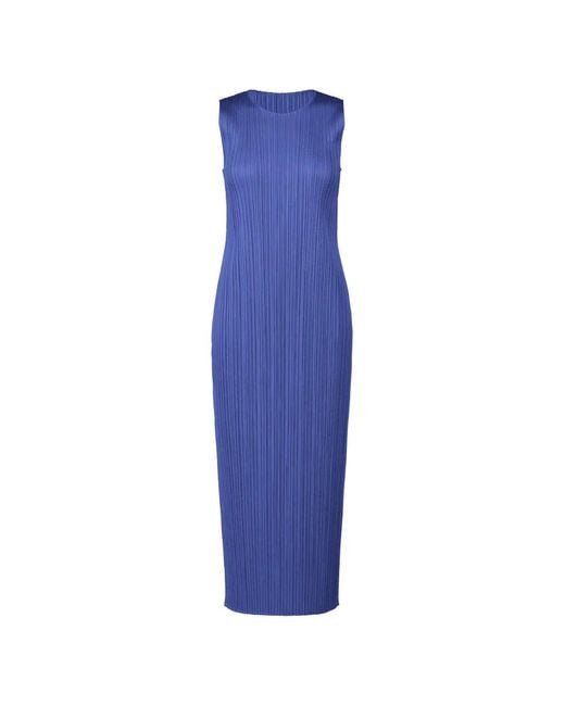 Pleats Please Issey Miyake Blue May Sleeveless Maxi Dress