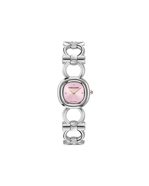 Ferragamo White Double Gancini 25Mm Watch