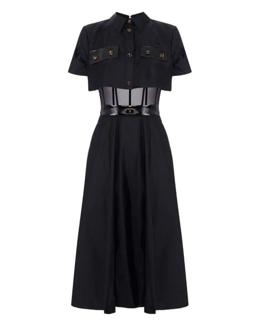 Vestido camisero midi con cinturón Elisabetta Franchi de color Black