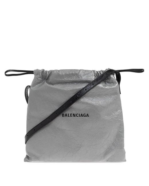 Balenciaga Gray Shopper Dust Drawstring Shoulder Bag for men
