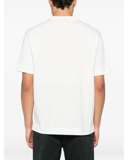 Emporio Armani White T-Shirt With Logo Embroidery for men