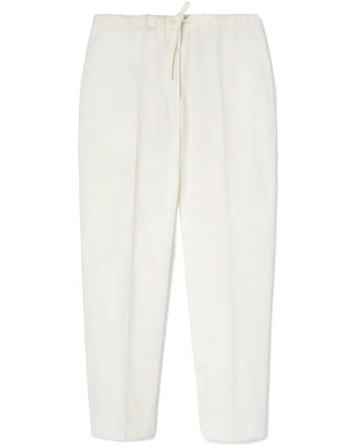 Jil Sander White Drawstring-Waistband Cotton Trousers