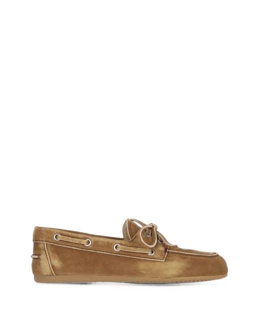 Miu Miu Brown Faded Suede Deck Shoes