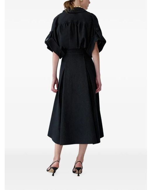 Carolina Herrera Black Button-Up Midi Dress