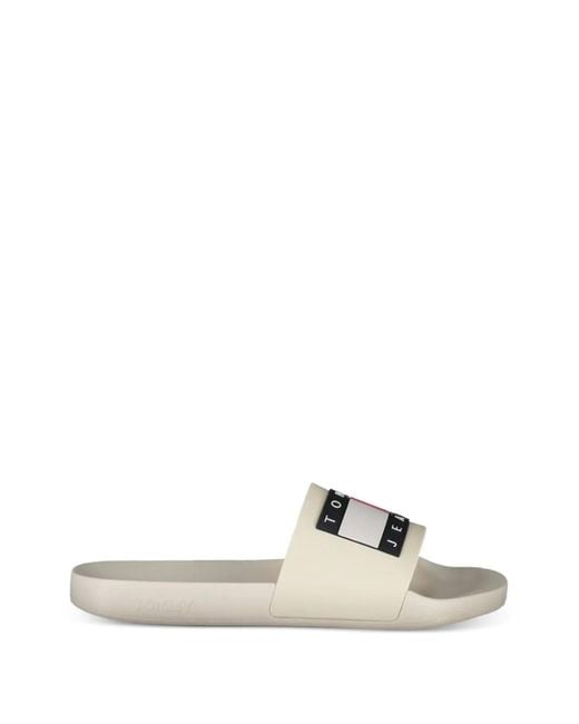 Tommy Hilfiger White Logo-Patch Slides for men